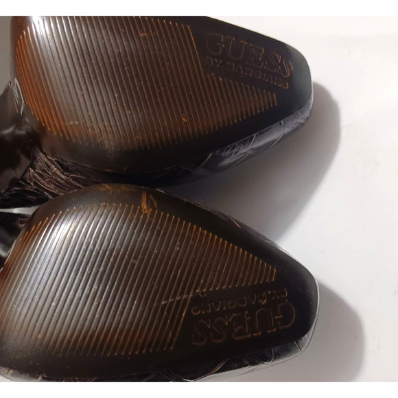 Guess by Marciano Animal Print Front Side Buckle Brown Size 5M About 4.5" Heels - Picture 10 of 11